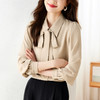 KQL645T8389 灯笼袖春夏新款蝴蝶结衬衫白色内搭衬衣女正装系带设计感职业上衣 商品缩略图3