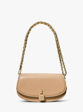 【精品】MICHAEL KORS Mila 小号皮质邮差包 驼色