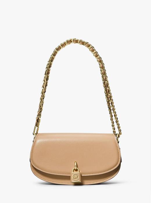 【精品】MICHAEL KORS Mila 小号皮质邮差包 驼色 商品图0