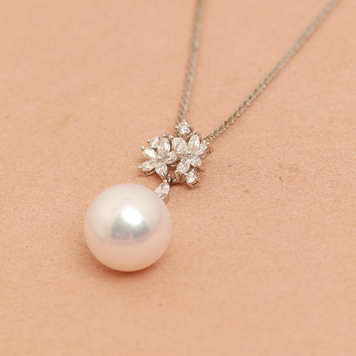 金18K海水珍珠链牌  13.5-14mm白，53cm（含珍珠）32687 商品图1