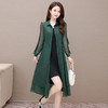 秋季新款，纯色薄款长袖拼结开衫裙中长款腰带裙时尚风衣式连衣裙QYM-JJ-C22803-Y 商品缩略图0