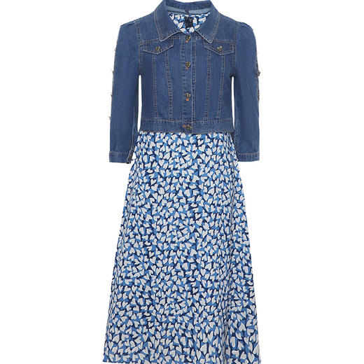 夏季新款无袖印花打底裙，短款牛仔外套时尚秋季套装两件套连衣裙QYM-JJ-AE22907-Y 商品图4