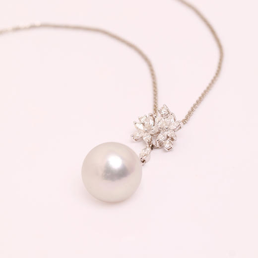 金18K海水珍珠链牌  13.5-14mm白，53cm（含珍珠）32687 商品图2