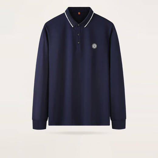 【新款DWP】大依优型大码印花长袖Polo衫翻领男装加肥加大体恤大号上衣胖子 商品图0