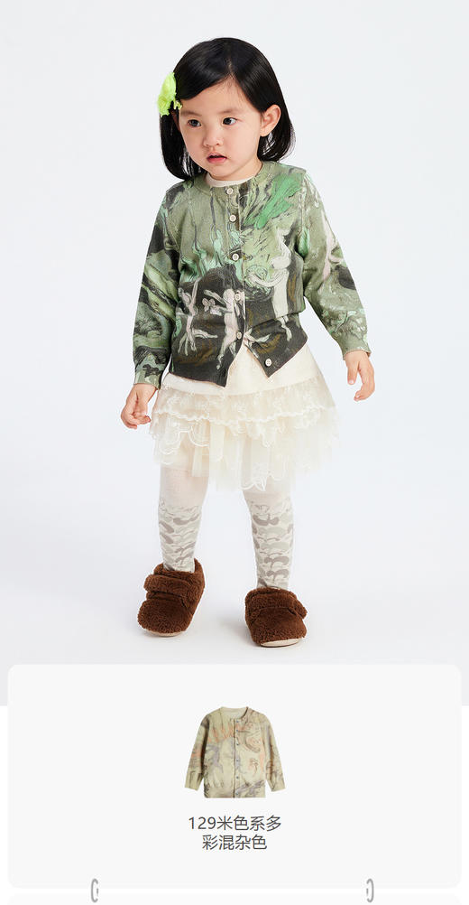 jnby   23年秋款  童趣印花短款开襟针织衫  YN8310980 商品图0