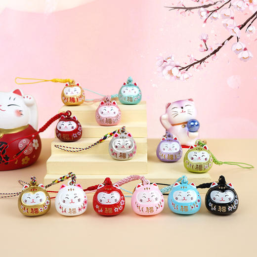 鈴根付 和风福猫笑脸水音鈴挂件 商品图0