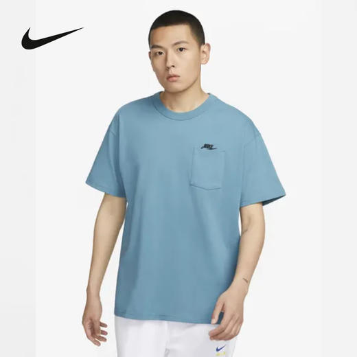 Nike/耐克新款男子短袖舒适宽松纯棉休闲运动口袋T恤蓝DQ9296-440 商品图0