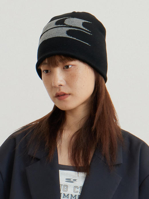 CryingCenter 黑灰大Logo提花针织毛线帽运动冷帽 哭喊中心 商品图0