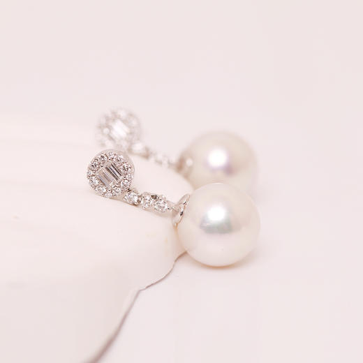 金18K海水珍珠耳钉 11.5-12mm白，0.51ct 34粒 106441 商品图5