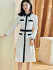 剩S/M/L/XL/XXL 米思阳2026春季新款通勤气质撞色连衣裙纽扣定纺肌理感裙子女2475 商品缩略图1