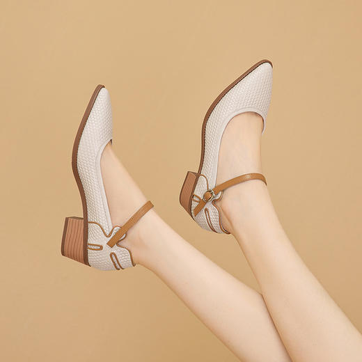 舒适百搭，尖头真皮中跟单鞋XL677 商品图5