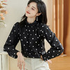 剩S 米思阳2024秋季新款时尚休闲印花衬衫提花波点半高领长袖上衣2369 商品缩略图0