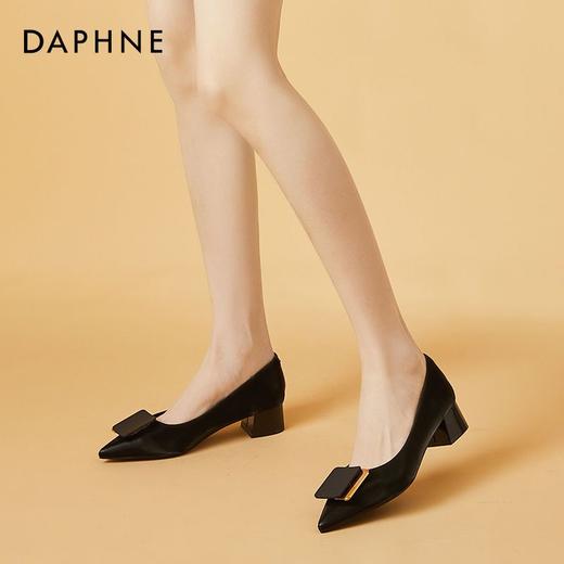 DD-粗跟高跟鞋女春秋新款时尚浅口单鞋女百搭方扣尖头女鞋 商品图3