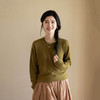 绽放645朵/纯色毛衣2023早秋新款日系慵懒风圆领宽松长袖针织衫 商品缩略图0