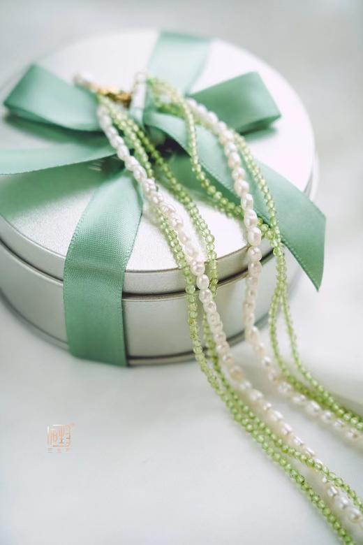 八月特别款----天然橄榄石小米珍珠设计项链 商品图0