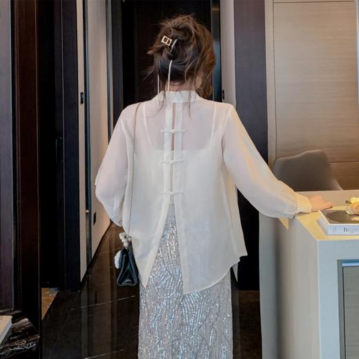 【长款防晒衬衫】新款中式风宽松中长款衬衫防晒  显瘦气质薄款开衫长袖衬衣女 商品图0