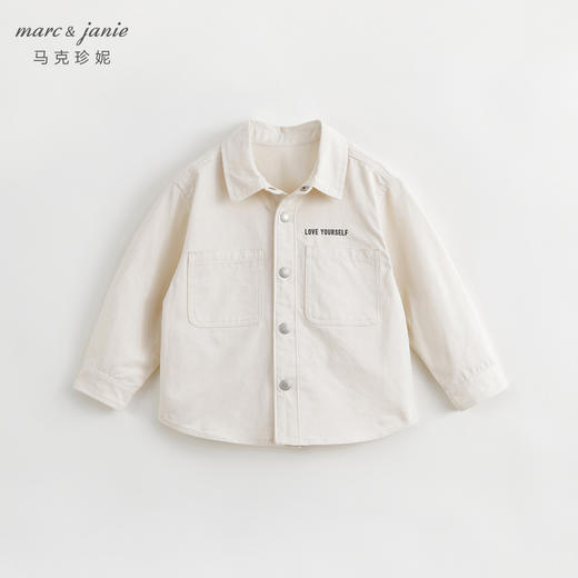 马克珍妮秋装新款男童双口袋翻领全棉长袖衬衫薄外套231805 商品图1