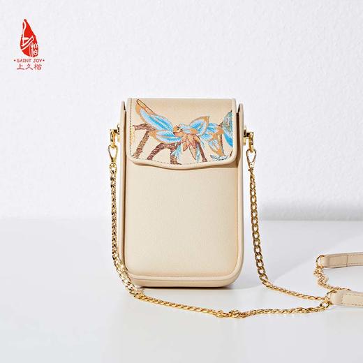 SAINTJOY/上久楷 宋锦斜背包  锦织玉叶 杏色 BWS23B0302 商品图6