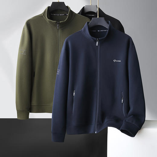 【新款DK】大依优型大码男装立领夹克加肥加大休闲夹克胖子宽松弹力运动外套上衣 商品图0