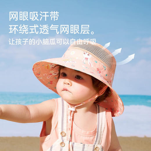 【KK树】kocotree宝宝防晒帽婴儿遮阳帽子防紫外线男女童夏季大帽檐渔夫太阳帽 商品图3