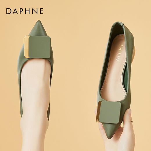 DD-粗跟高跟鞋女春秋新款时尚浅口单鞋女百搭方扣尖头女鞋 商品图0