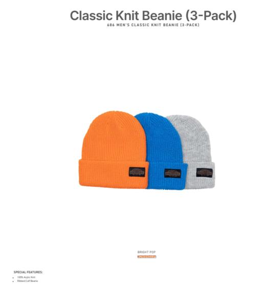 23/24 686帽CLASSIC KNIT BEANIE - 3 PACK 商品图0