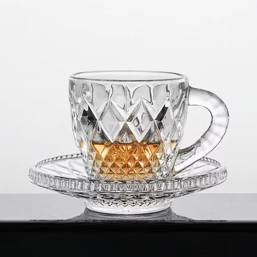 捷克原装进口 BOHEMIA/波西米亚水晶带把咖啡 精美带碟茶杯组合套装2+2 商品图5