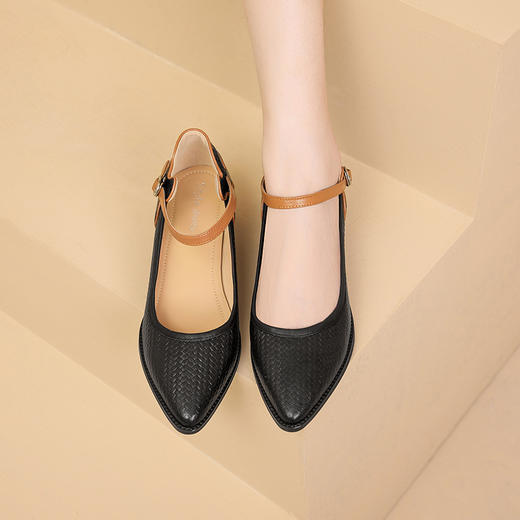 舒适百搭，尖头真皮中跟单鞋XL677 商品图8