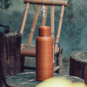 学古 一原传家壶  竹雅传家壶 非遗扣丝竹编纯钛限量收藏保温壶