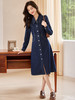 【专属特价】熙世界长袖牛仔连衣裙女秋季2025新款休闲工装风收腰衬衫领裙子 商品缩略图4