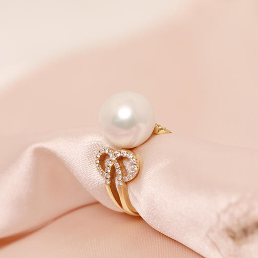 金18K海水珍珠戒指 12.5-13mm白，0.5ct 58粒 102273 商品图1