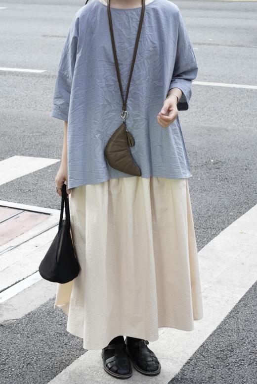 apuntob 米色圆领后开扣短袖连衣裙 商品图7