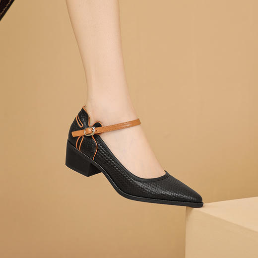 舒适百搭，尖头真皮中跟单鞋XL677 商品图6