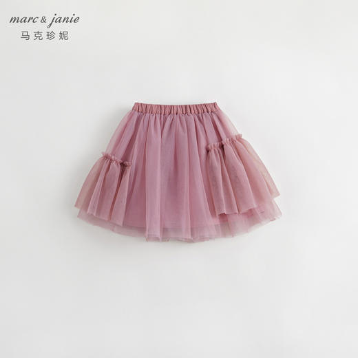 马克珍妮秋装新款女童不规则拼接柔软网纱短裙半身裙231910 商品图0
