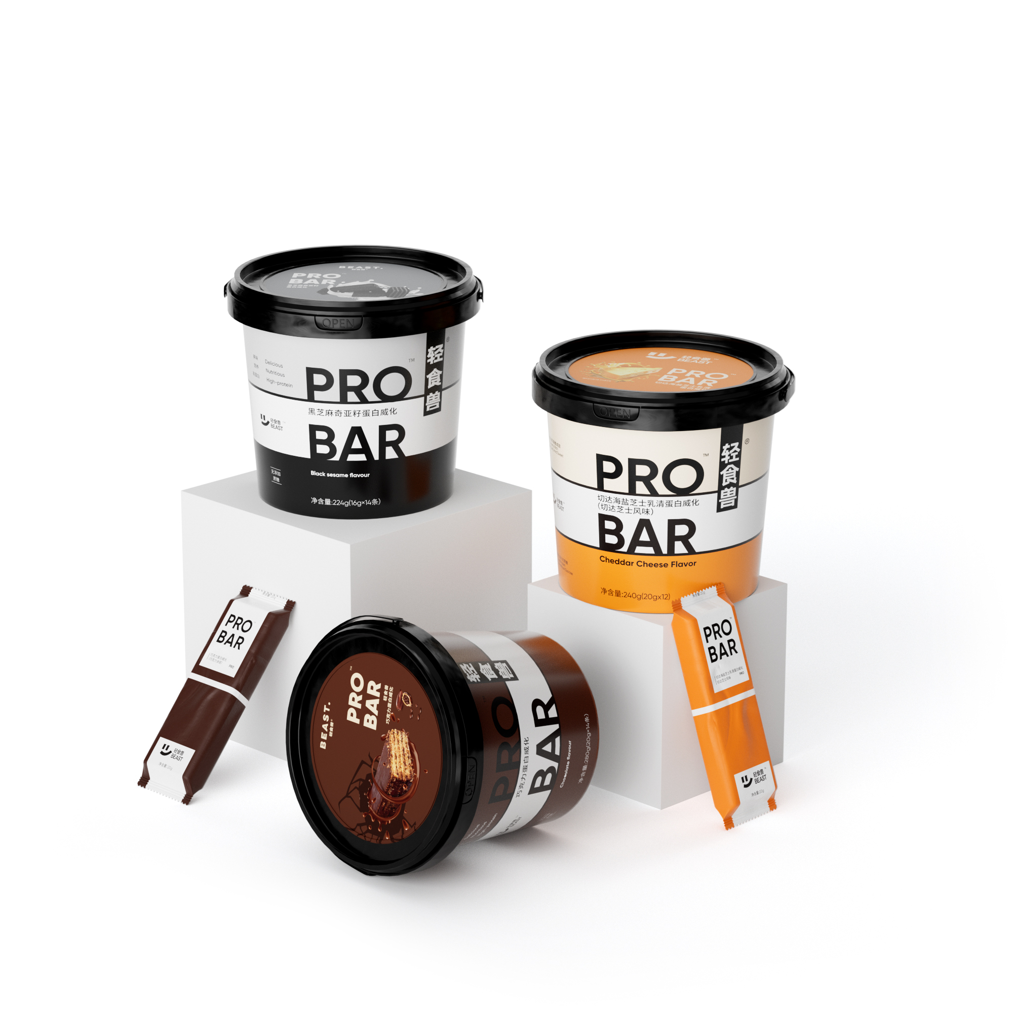 轻食兽巧克力/黑芝麻蛋白威化饼干健康解馋饱腹代餐棒