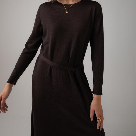 Johnstons of Elgin 女士60支精纺美利奴羊毛长袖连衣裙 商品图2