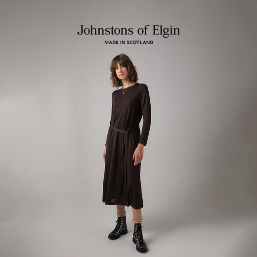 Johnstons of Elgin 女士60支精纺美利奴羊毛长袖连衣裙 商品图1