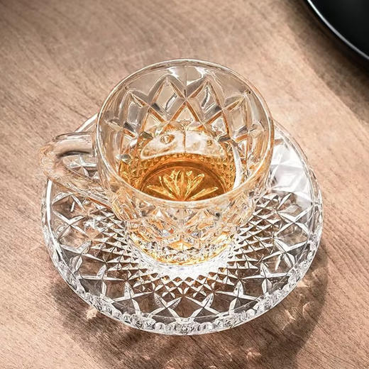 捷克原装进口 BOHEMIA/波西米亚水晶带把咖啡 精美带碟茶杯组合套装2+2 商品图3