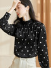 剩S 米思阳2024秋季新款时尚休闲印花衬衫提花波点半高领长袖上衣2369 商品缩略图1