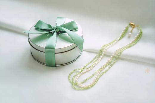 八月特别款----天然橄榄石小米珍珠设计项链 商品图6