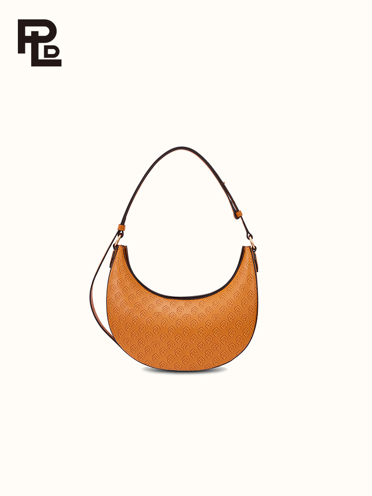 保兰德PLD东方雅奢经典系列45度压纹新月包2号单肩斜挎手提包通勤必备女包