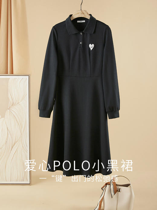 【1件62折】熙世界polo连衣裙女长袖2025秋新款小个子减龄收腰显瘦休闲裙子 商品图2