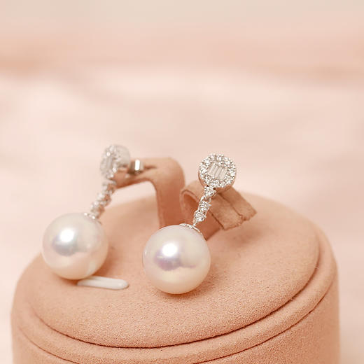 金18K海水珍珠耳钉 11.5-12mm白，0.51ct 34粒 106441 商品图1