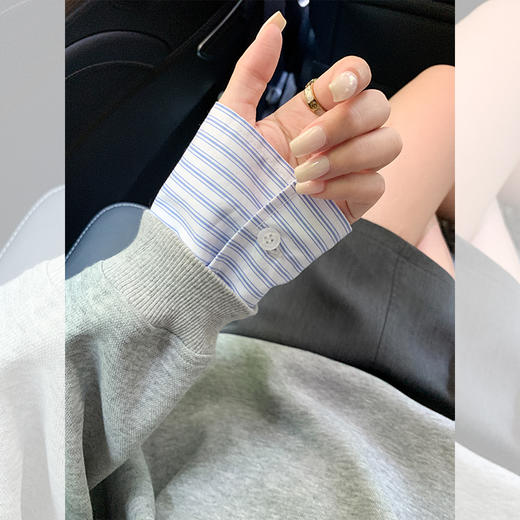 <曾小咸推荐>【简搭文学】灰色假两件卫衣 商品图3