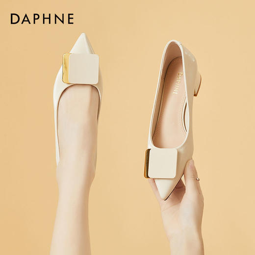 DD-粗跟高跟鞋女春秋新款时尚浅口单鞋女百搭方扣尖头女鞋 商品图9