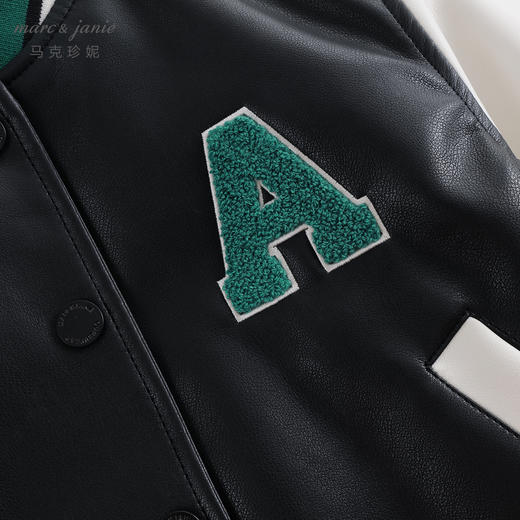 马克珍妮秋装新款 男童学院风印字棒球服皮衣外套 231155 商品图4