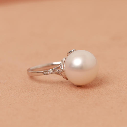 金18K海水珍珠戒指 11.5-12mm白，0.127ct 30粒 73933 商品图3