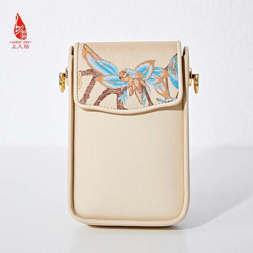 SAINTJOY/上久楷 宋锦斜背包  锦织玉叶 杏色 BWS23B0302 商品图9