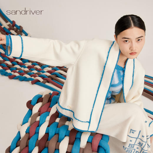 羊绒撞色流苏边外套SJF95W302W 商品图4