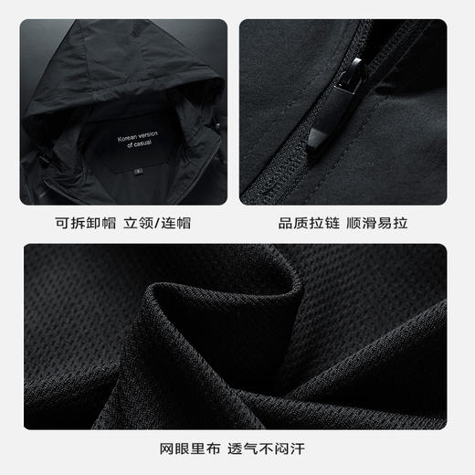 【新款DTH】大依优型可拆卸帽夹克外套男宽松加肥加大码休闲上衣胖子连帽 商品图3